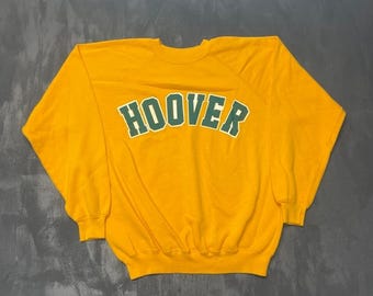 Vintage Hoover Graphic Sweatshirt Mens XL Yellow 90s Hanes USA