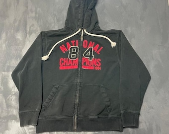 Vintage Old Navy Full-Zip Hoodie Größe L Schwarz 1984 National Champs
