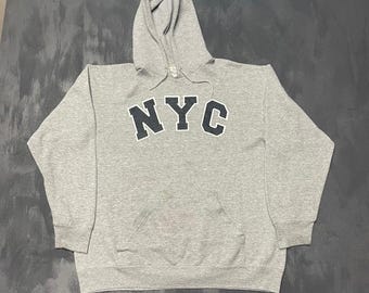 Moletom com capuz vintage NYC Graphic masculino tamanho XL cinza anos 90 Fruit of the Loom