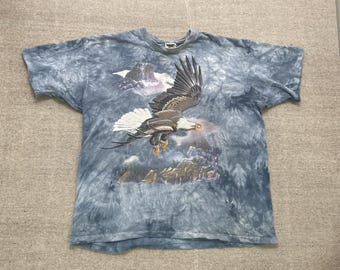 Vintage Adelaarsgebergte wolkenshirt heren XL blauw jaren 90 enkele steek