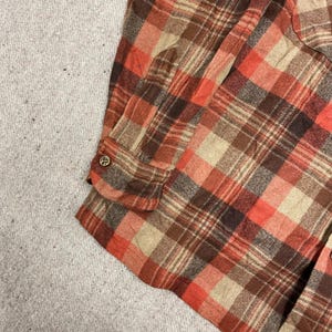 Vintage Pendleton Wool button up shirt mens large orange 1970s plaid image 3