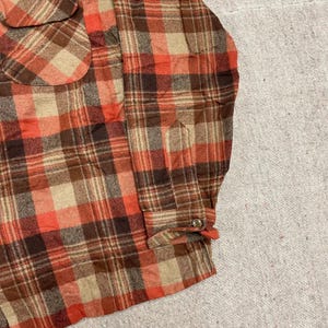 Vintage Pendleton Wool button up shirt mens large orange 1970s plaid image 5