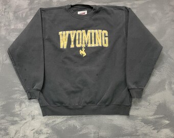vintage wyoming sweatshirt mens xxl black 1990s uni usa soffe cowboy