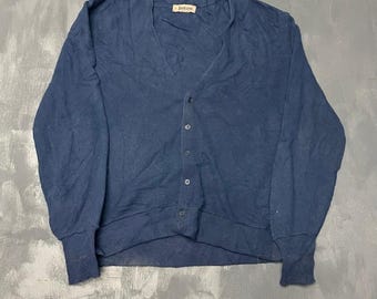 Vintage Jantzen Cardigan Sweater XL Navy Blue USA Excellent V-Neck Button Front