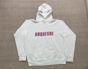 Vintage duquesne University Dukes Hoodie mens Large White 1990s USA
