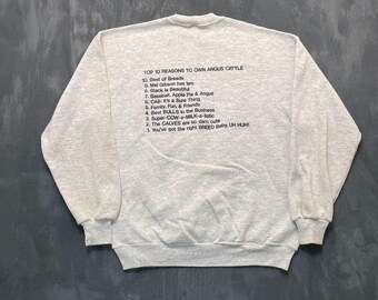 vintage angus beef sweatshirt mens xl gray 1990s usa meat