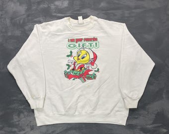 vintage Tweety bird christmas im your favorite gift sweatshirt mens xl white 90s