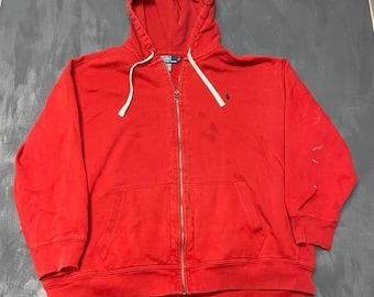 Vintage Polo Ralph Lauren zip up hoodie mens 5XL Red 2000s y2k