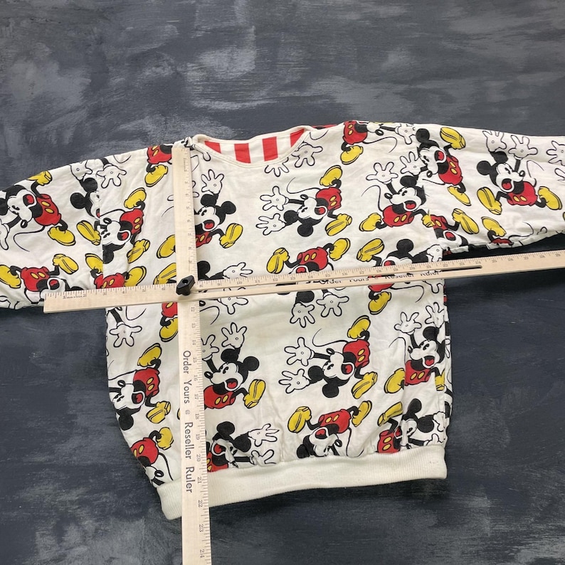 Sudadera reversible vintage de Mickey Mouse para hombre, talla grande, blanca, años 80, Disney imagen 9
