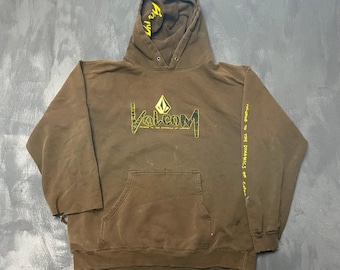 Vintage Distressed Graphic Hoodie Herren M Braun 2000er Jahre Volcom