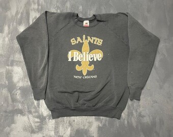 Moletom Vintage Saints I Believe Masculino XL Preto Anos 90 Nova Orleans