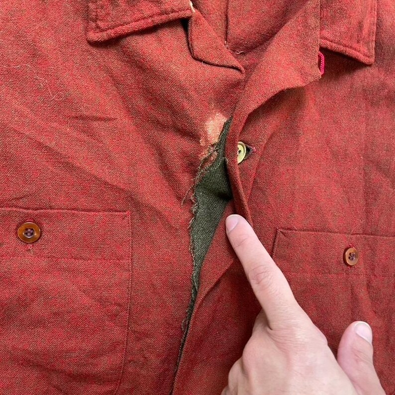 vintage Pendleton wool flannel shirt Mens Small red 1990s loop collar pockets image 7