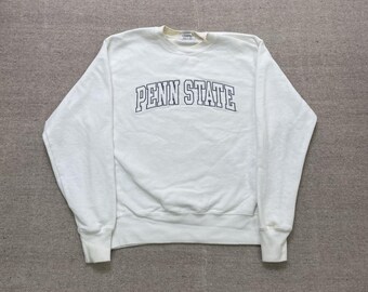 Vintage Penn State-sweater heren medium wit 2000s y2k Champion
