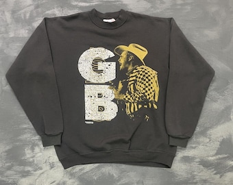 Moletom vintage da turnê de shows de Garth Brooks, tamanho G masculino, preto, década de 1990.