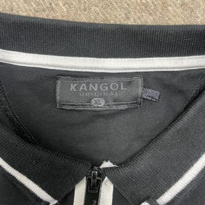vintage Kangol-poloshirt heren grote zwarte jaren 2000 y2k 1/4 zip afbeelding 5