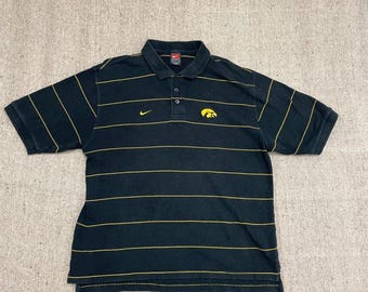 Polo Nike Iowa Hawkeye vintage para hombre, talla grande, negro, estilo años 2000, Y2K, NCAA