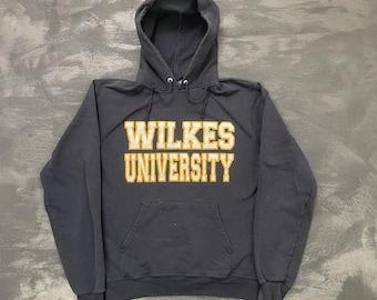 Moletom masculino Wilkes University, tamanho pequeno, azul, estilo anos 2000/Y2K, Champion