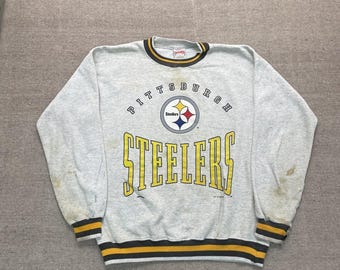 Moletom vintage do Pittsburgh Steelers masculino tamanho grande cinza anos 1990 Nutmeg Lee NFL EUA