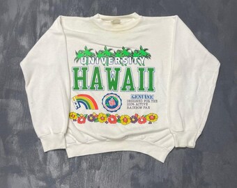Moletom Vintage Hawaii Rainbow Warriors Masculino M Branco Universidade do Havaí