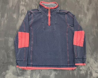 Vintage Fat Face 1/4 zip sweatshirt mens medium Blue 2000s y2k