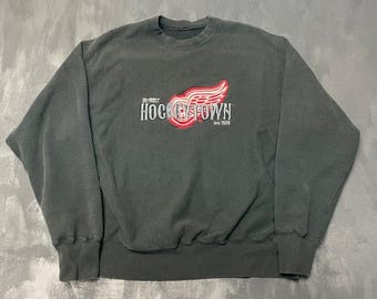 Vintage Detroit rode vleugels sweater XL zwart jaren 90 Hockeytown Lee Sport