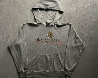 Vintage Rose Bowl Purdue Boilermakers Hoodie Mens Medium Gray 2000s JanSport