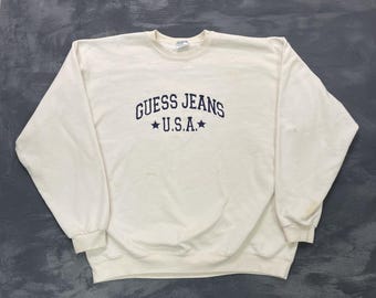 vintage Guess Jeans Sweatshirt Herren 2xl weiß 1990s USA