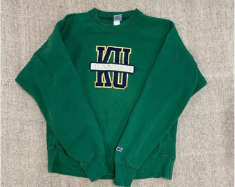 Moletom vintage da Universidade do Kansas, tamanho G masculino, verde, anos 90.