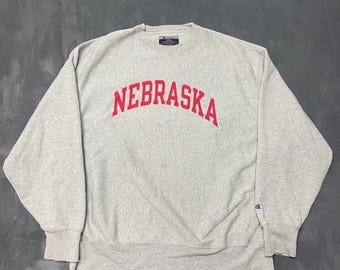 Felpa vintage Nebraska da uomo, taglia XL, grigia, anni 2000, y2k, Champion UNI