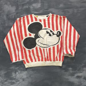 Sudadera reversible vintage de Mickey Mouse para hombre, talla grande, blanca, años 80, Disney imagen 1