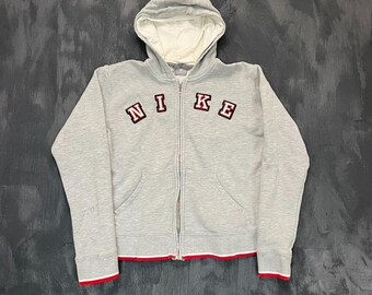 Vintage Nike zip up hoodie womens large gray 2000s y2k Print
