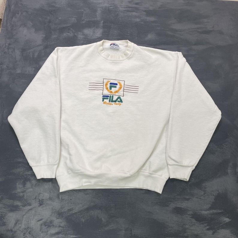 vintage Fila Biella Italia sudadera hombres xl blanco 1990s italia imagen 1
