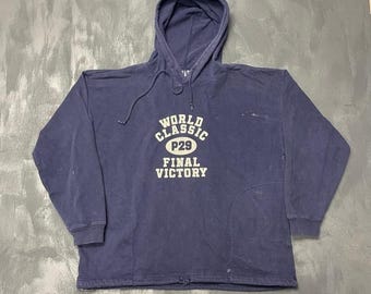Vintage Gap Graphic Drawstring Hem Hoodie Mens Medium Blue 90s
