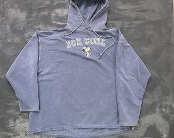 Moletom vintage Peanuts Joe Cool masculino tamanho XL azul anos 90