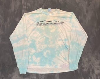 Vintage mount Washington Observatory long sleeve Shirt White XL 1990s clouds