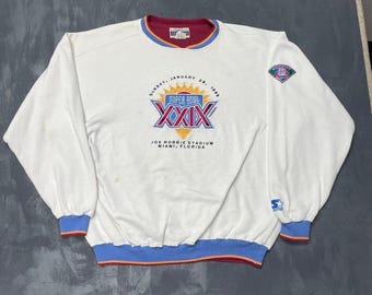 Moletom vintage Super Bowl XXIX, tamanho XXL, branco, da Starter, 1994.