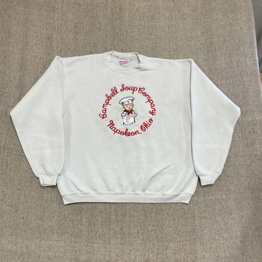 Vintage Campbell Soup Sweatshirt Men Large White 1990s Hanes