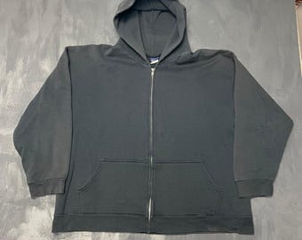 Vintage blanko Honours Zip up Hoodie Männer XXL Schwarz 90s Heavy Weight Fleece