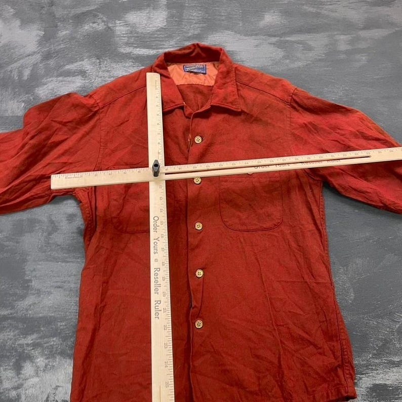 vintage Pendleton wool flannel shirt Mens Small red 1990s loop collar pockets image 9