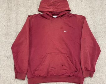 Vintage Nike Silver tag Hoodie mens XXL Red 2000s y2k