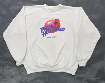 vintage Planet Hollywood New York Sweatshirt Herren Large Weiß 1990s USA