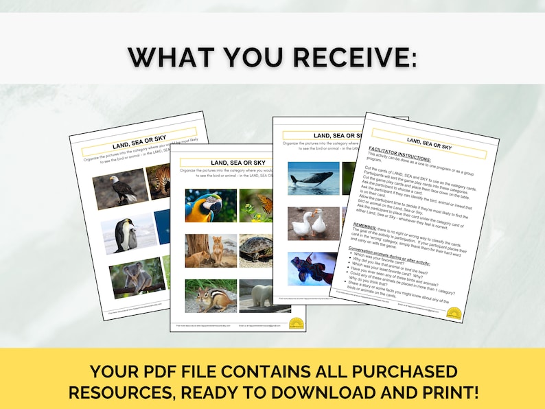 Matching Game, Printable Dementia Memory Care Game for Seniors, Memory ...