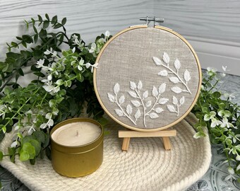 Mini BOHO Botanical Wall Art, Hand Embroidered Neutral Home Decor