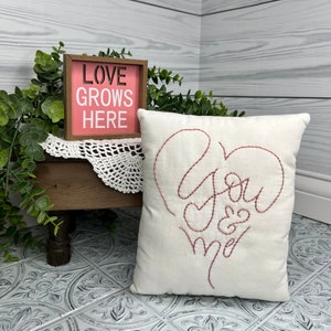 you & me pink embroidery decorative pillow valentine gift heart