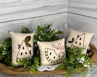 Mini almohadas de sandía, decoración de bandeja escalonada de verano, rellenos de sandía para tazones, cocina de verano, juego de 3