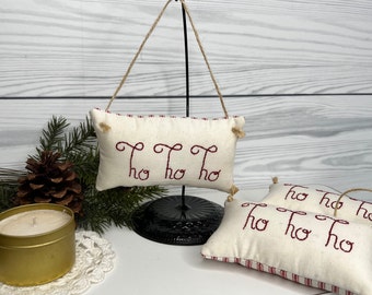 Ho Ho Ho Mini Pillow, Rustic Farmhouse Christmas, Christmas Tiered Tray Decor, Christmas Gifts, for Mom