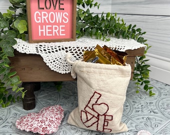 Mini Love Valentine Gift Bag, Canvas Diddy Sack