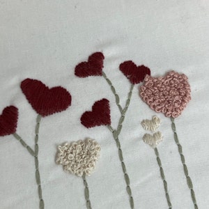 Valentine Heart Flowers Hoop, Wall Hanging, Hand Embroidered, Valentines Decor, Peg Rail image 5