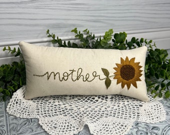 Gift for Mom, Mother Sunflower Mini Pillow, Mother’s Day gift, Mom birthday gift, Small Shelf Decor