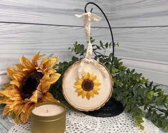 Sunflower Mini Embroidered Hoop, Tiered Tray Decor, Gift For Mom